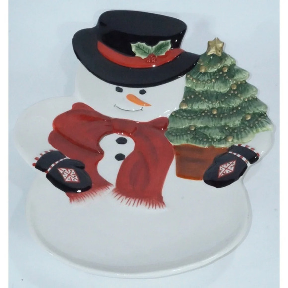 Harry and David Christmas Holiday Snowman Platter - Picture 1 of 6